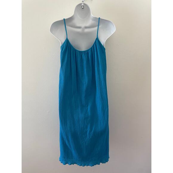 Pink Chicken Dress Womens Medium Blue Boho Hippie Gauzy Embroidered Flowy Tassel - Picture 2 of 13